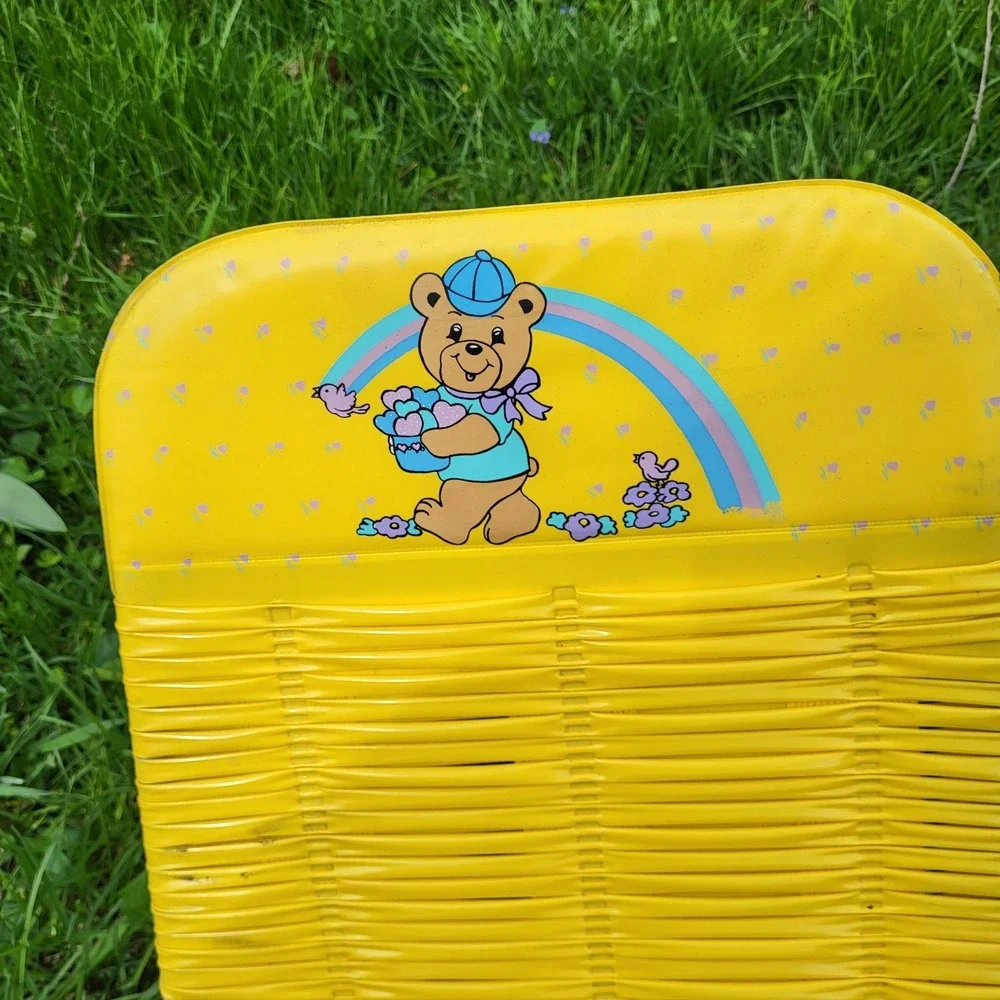 Kids Vintage Jelly Tube Lawn Chair Chaise Lounge Yellow Bear 50